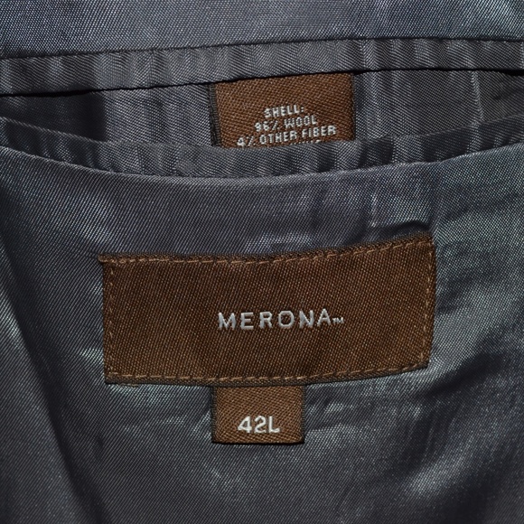 Merona 42L Sport Coat Blazer Suit Jacket Black Pin - Picture 7 of 8